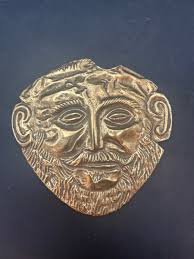 Vintage Mask of Agamemnon Gold Tone Metal Pendant Mycenaean ...