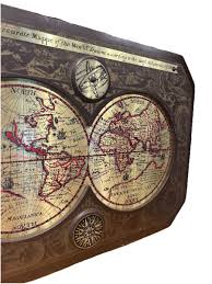 Vintage 1964 Masketeers Large Brass and Wood Map of the ...