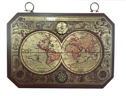 LARGE! Vintage Masketeers Inc Brass World Map - Mid Century ...