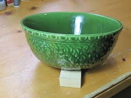 OLD VTG HAEGER POTTERY USA 69 AVOCADO GREEN TEXTURED BOWL ...
