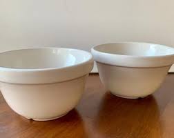 Vintage White Stone Ware Bowl // Medium Vintage Mixing Bowl ...