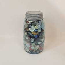 Blue Ball Mason Jar Filled with Buttons. | eBay