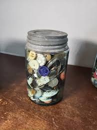 Pint Size Jar Of Blue Ball Mason With Zinc Lid Full Of VTG ...