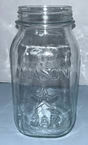 Vintage Mason Star Jar, Clear Glass Quart 1930-50s, Square ...