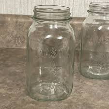 Vintage Mason Star Jars, Clear Glass Quart 1930-50s, Square ...