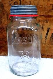 One Vintage IMPERFECT Clear Quart Sized Mason Star Jar With ...