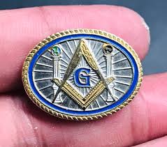 Mosonic Lodge Freemasons Gold Tone Oval Enamel Pin 3/4"x1 ...