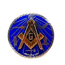 Round Masonic Auto Emblem Blue & Gold Enamel 3.5" Diameter ...