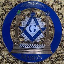 Large 3” Round White Blue Enamelled MASONIC Car Emblem ...