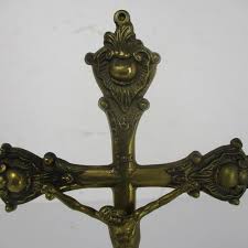 Brass Table Standing Crucifix Cross Jesus Christ Calvary ...