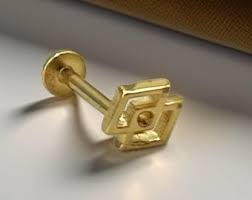 14k Solid Gold 16G Star Flat Back Earring | Gold Screw Back Piercing | Gold Tragus | Conch Stud | Gold Cartilage | Gold Ear Piercing - Etsy