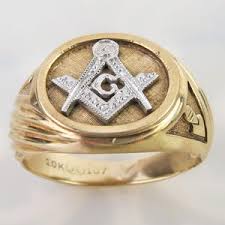 Fine Masonic 10k White and Yellow Gold 1960s Era White Gold ...