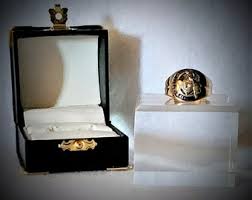Men's Masonic Vintage Diamond Ring, Two Tone Masonic Ring ...