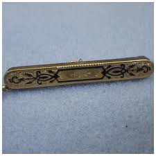 Antique Victorian Bar Brooch and Connected Hat Pin, So Unusual, Rolled. For Sale at Ruby Lane