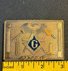 Vintage 1978 Masonic Belt Buckle, Solid Bronze, Harry ...