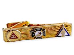 Vintage Masonic Tie Bar / Tie Clip - Enameled Freemason Fraternal Gold Tone | eBay
