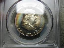 1963 Franklin Half Dollar Silver PCGS MS-66 Rainbow Toned Graded Coin --- #931B | eBay