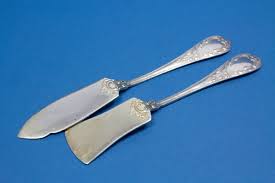 Cheese knife + butter knife, silver-plated knife, rococo - spoon country – Löffelland