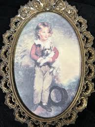 MASTER SIMPSON Arthur Devis Small Boy W/ Dog Vtg Oval Print Italy Framed Artwork | eBay