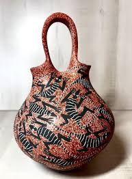 Mata Ortiz Wedding Vase Signed Jose Villa Lizards Iguanas ...