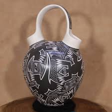 Mata Ortiz Pottery Mexican Wedding Vase Interlocking Lizards ...