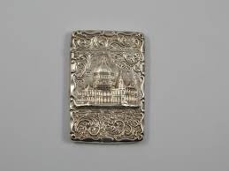 Victorian silver castle top card case- St Pauls Cathedral ...