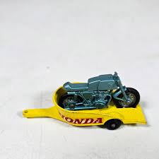 Vintage 1960's Lesney Matchbox #38 Honda Motorcycle & Trailer