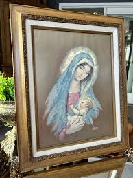 Vintage MCM Beautiful Framed 16.5" X 21" Painting Mother Madonna and Child | Signed Gobbi | Religious Art | Catholic Church - Etsy