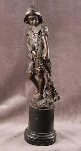 "Boy with Fishing Net" Bronze Sculpture, Figure on Stone ...
