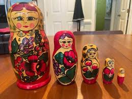Vintage Russian Nesting Dolls Hand Painted Wooden 5 Piece ...