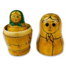 Vintage Matryoshka Russian Wooden Nesting Dolls Set of 3 Handmade | eBay