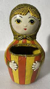 Vintage 60s Papier Mache Pride Creations Babushka Yarn Holder, Wall Pocket Japan | eBay
