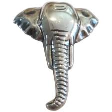 .925 Sterling Silver Elephant Head Pin Brooch - 3-1/8". For ...