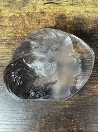 Mats Jonasson Crystal Glass Art Girl Lady Face Paperweight ...