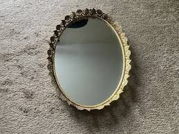Vintage Ormolu oval vanity dresser mirrored tray 16.5” | eBay