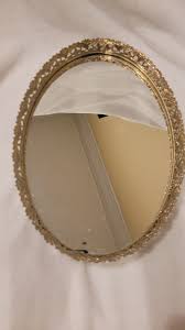 Vintage Hanging Mirror Filligree Vanity Tray Oval Gold ...