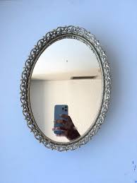 Oval Mirror Dresser Tray. Gold Metal Tray Vintage - Etsy