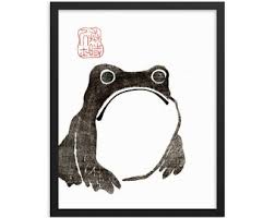 Antique Japanese Frog Framed Art Print, Matsumoto Hoji Woodblock Framed Print, Vintage Ugly Cute Toad Painting, Asian Animal Art - Etsy Canada