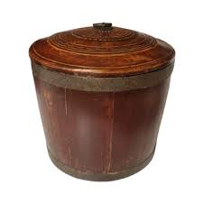 Vintage Hand Carved Wooden Urn Ginger Tobacco Tea Jar w ...