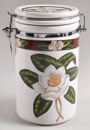 Magnolia Blossom Large Canister & Lid by American Atelier ...