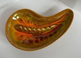 Vintage Pottery MCM California Style USA Ashtray Orange ...