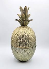 Vintage Mid Century Solid Brass Embossed Pineapple Lidded ...