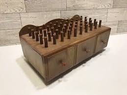 Vintage Sewing Box Hard Plastic Thread Spool Pegs ...