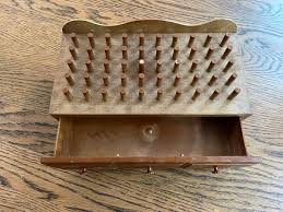 Vintage Sewing Thread Bobbin Box with Drawer Brown Plastic ...