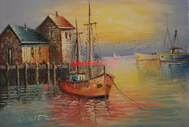 20x24"(41x61cm)hand painted oil flat .Ocean/Beach/Boat/Sand ...