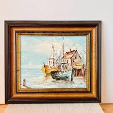 Retro Home, Vintage Watercolor, Watercolor on Board, Harbor Scene, Cathedral View, Sailing Yachts, Kitsch Interior, Striking Feature, Wall - Etsy