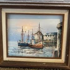 Vintage Original Nautical Oil Painting Signed | Mercari