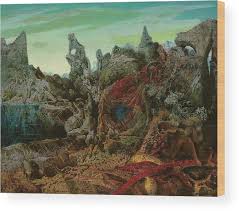 Paysage Avec Lac et Chimeres - Landscape with Lake and Chimeras by Max Ernst Wood Print by Max Ernst - Moira Risen Prints