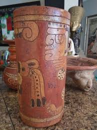 Mayan Cylinder Vase 1960's Painted Mexico - Etsy