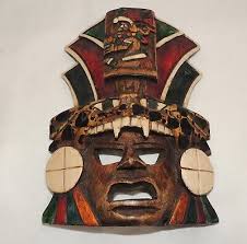 Hand Carved Hand painted Wood Mayan Aztec Warrior Mask Quality Work | eBay
